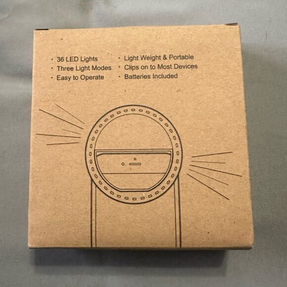 Battery power Clip-on Selfie Ring Light 36 LED Phone Camera Fill Lamp White NWT - Picture 2 of 3